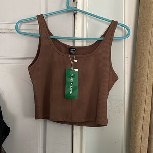 BRAND NEW SHEIN mocha ribbed cropped tank size L